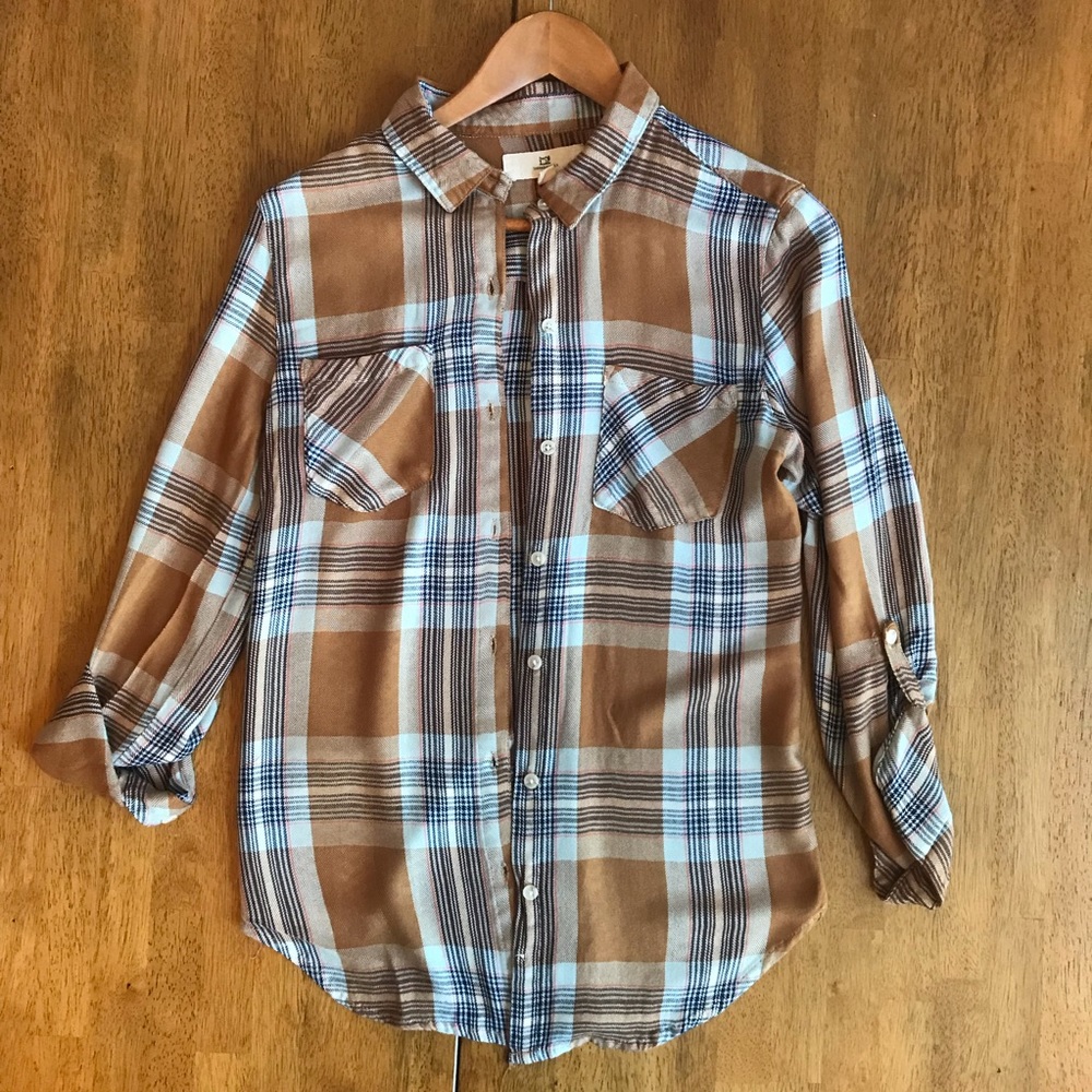 Thread + Supply 100% Rayon Plaid Top